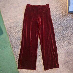 Wide red stretch velvet pants Sm/Med